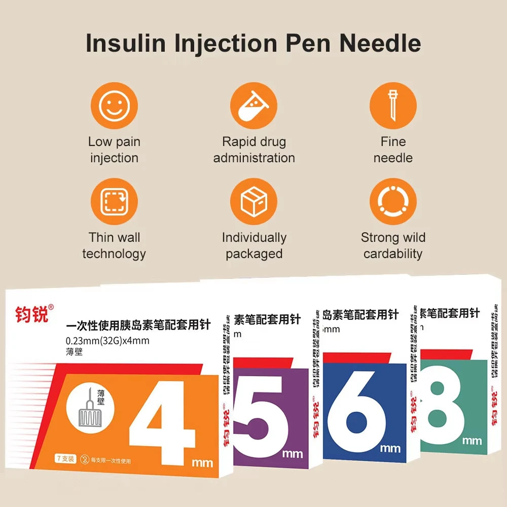100PCS Pen Needles for Insulin Injection - 4/5/6/8mm, Universal Fit for Insulin Pens, Blood Glucose Management Accessories