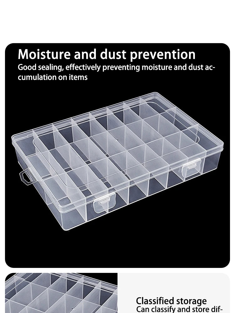 24 Grid Transparent Storage Boxes Hardware Buttons Fishing Jewellery Accessories Packaging Boxes Stationery Storage Boxes