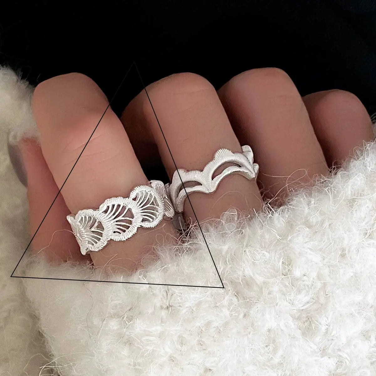 925 Sterling Silver Flower Geometry Ring For Women Girl Hollow Out Zircon Grace Wide Jewelry Gift Dropshipping