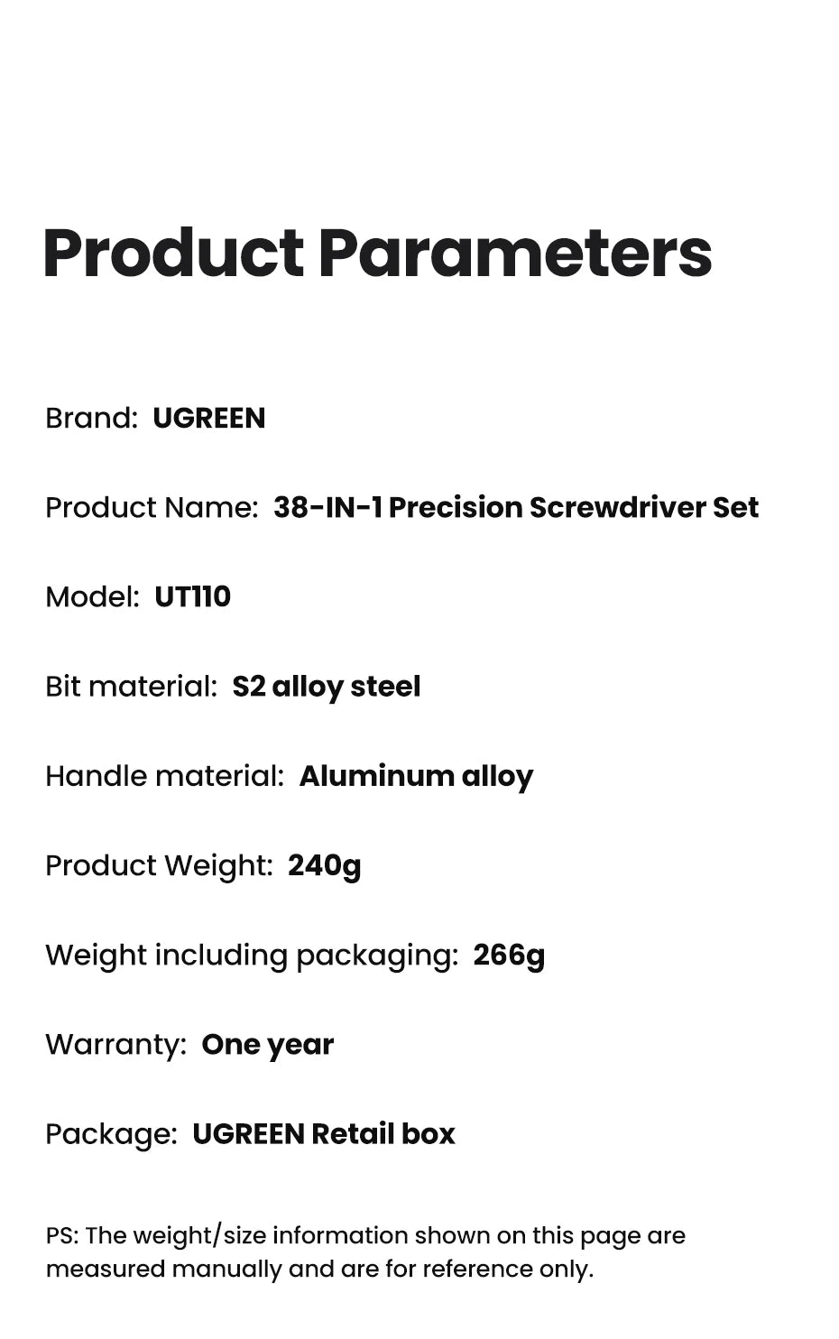 UGREEN 38-in-1 Screwdrivers Precision Screwdriver Set for Phone Computer Watch Laptop Glasses PC Multifunction Disassembly Tool