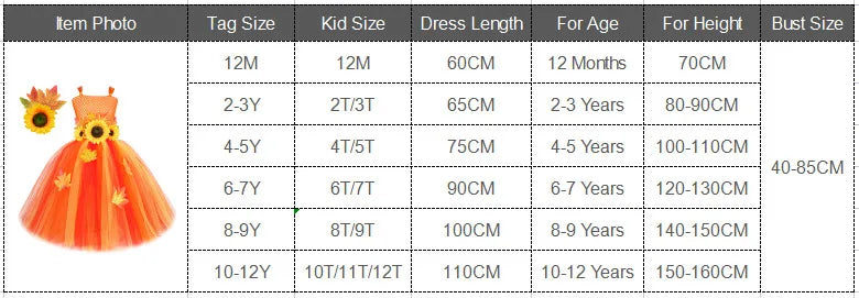 Maple Leaf Sunflower Fairy Costumes Girls Fall Autumn Long Tutu Dress for Kids Thanksgiving Halloween Fancy Outfit with Wings