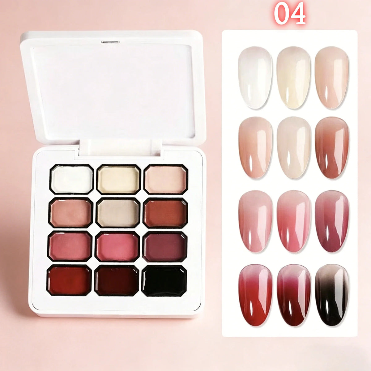 12 Color Full Rainbow Solid Nail Polish Adhesive, High Saturation Gloss Color Nail Kit, Fashionable LED Nail Art, Perfect Gift