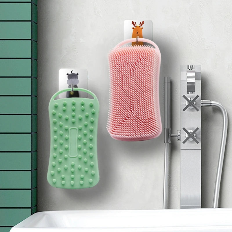 Double Sided Silicone Shower Brush 2 In 1 Exfoliating Body Brush Multi-Function Skin Cleaning Silicone Bath Brush Massage Brush