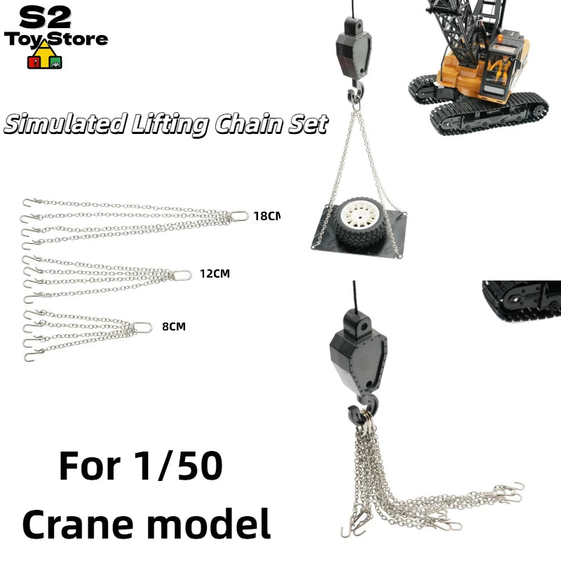 Generic Crane Model Lifting Chain Sling 1/50 Scale Hook Type Heavy Duty Lifting Hanger For Construction Hoisting Scene Hobbyists