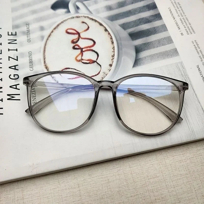 Transparent Computer Plano Glasses Round Frame for Women Men Anti Blue Light Clear Eyewear Blocking Optical Spectacle Eyeglasses