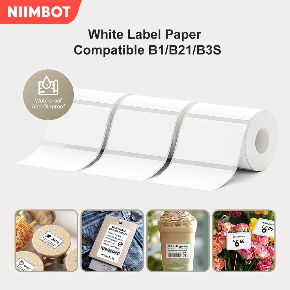 Niimbot Thermal Label for B21/B3S/B1 Printer Waterproof Label Business Shipping Address Labeling Replacement with Self-Adhesive