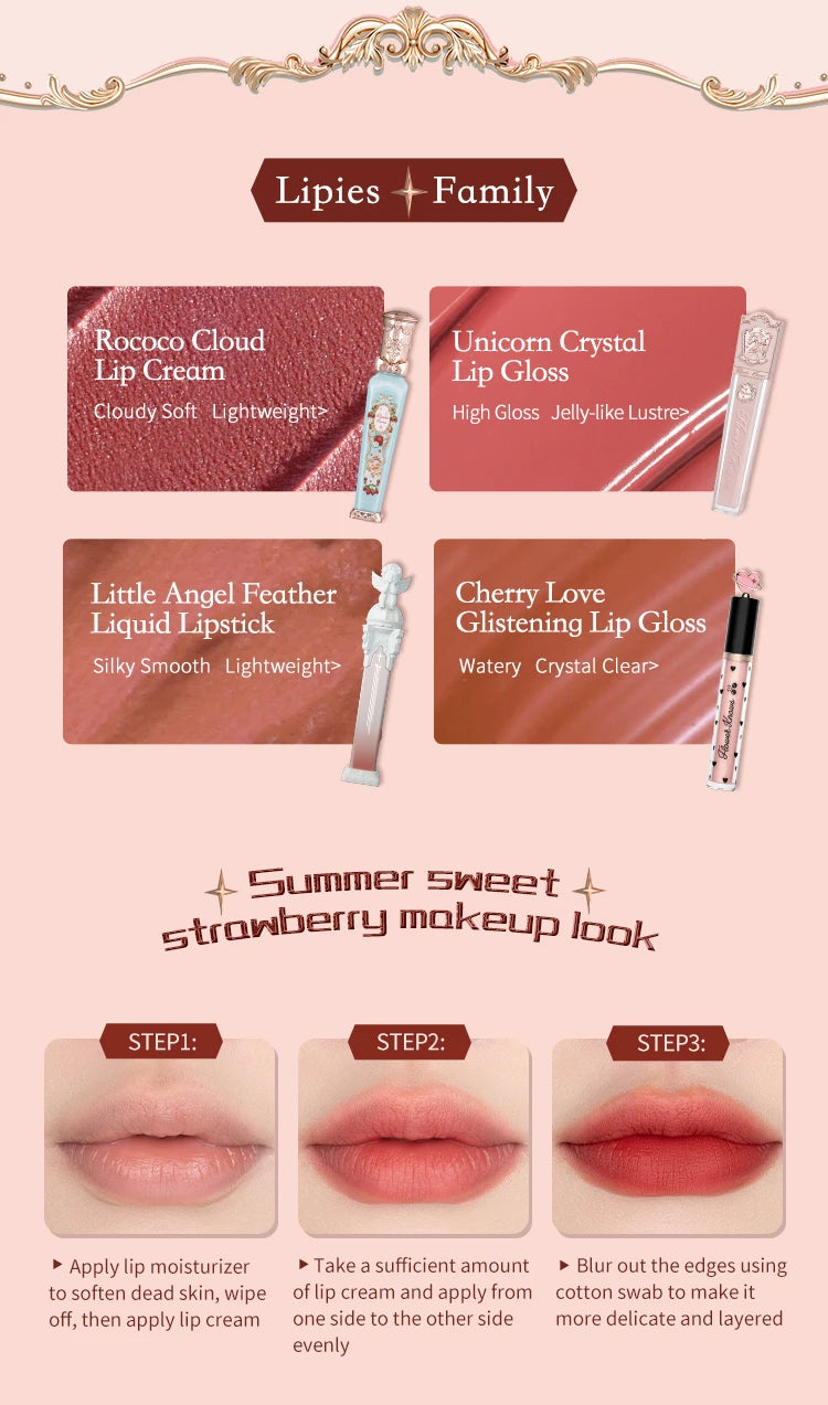 Flower Knows Strawberry Rococo Series Cloud Lip Cream Lipsticks 3.5g