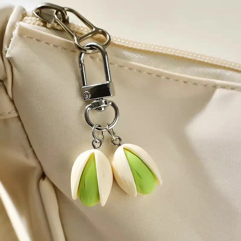 1:1 Pistachio Keychain Creative Food Series Personality Backpack Pendant for Women Men Cute Lady Pendant Trinket Simulation Food