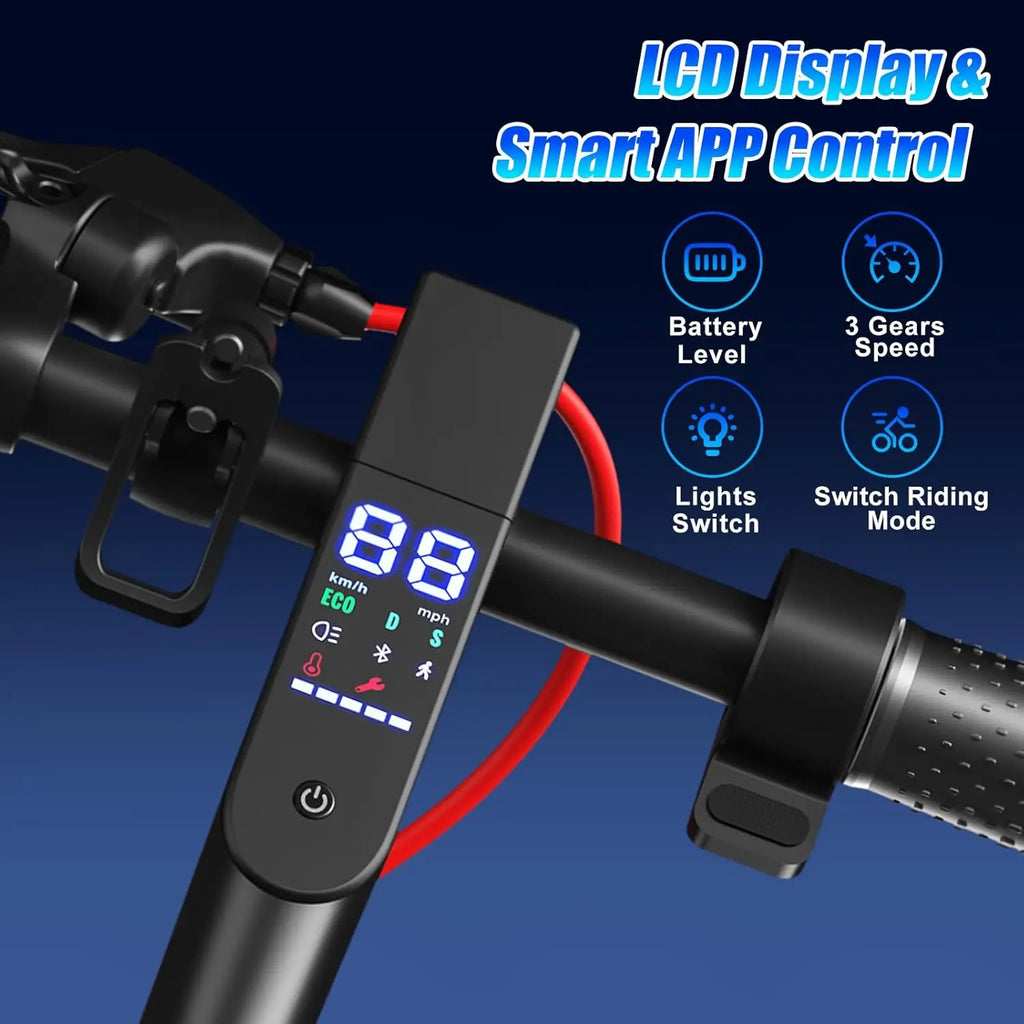 OBX 350W Motor Folding Electric Scooter For Adults 36V 5.2AH Battery Rang 8.5'' Solid Tire 18MPH 15Miles Long Range APP Control