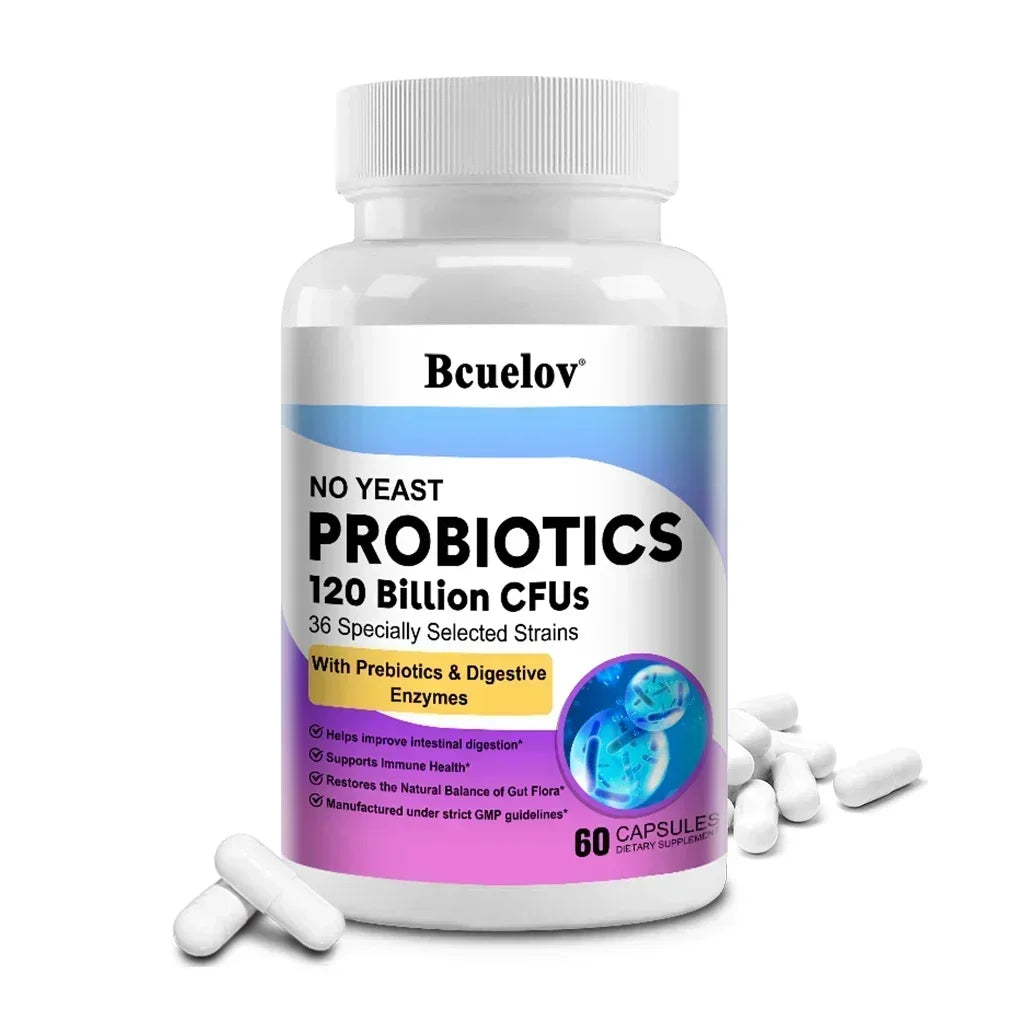 Organic Enzymes Probiotic Capsules 120 Billion CFU Probiotic Supplement with Prebiotics & Digestive Enzymes