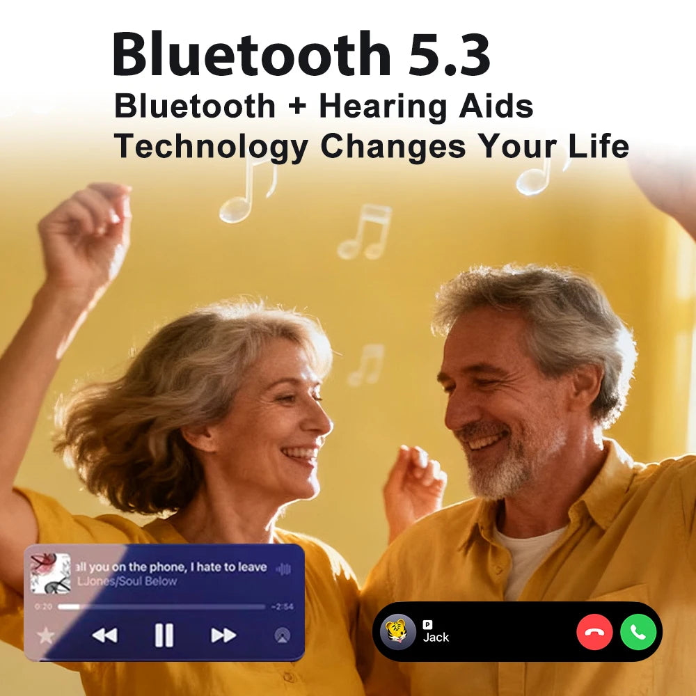 Mirasing Hearing Aids，Bluetooth RIC Hearing Aid - 2025 Rechargeable BTE with Noise Cancelling & Charging Case