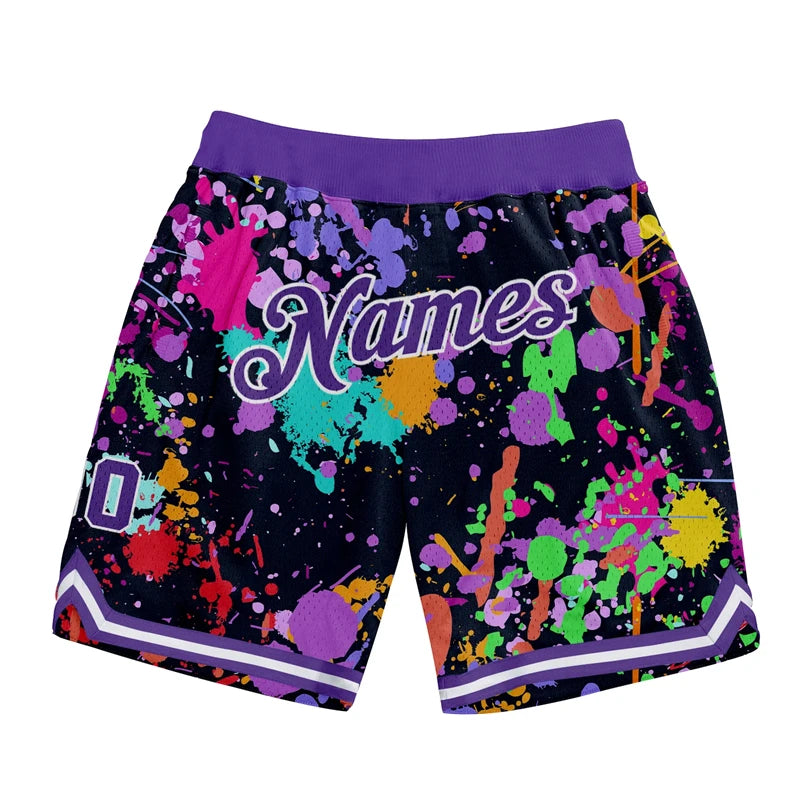 Fashion Graffiti Graphic Basketball Shorts For Men Summer Trend Custom Name Number Sports Short Pants Casual Loose Swim Trunks