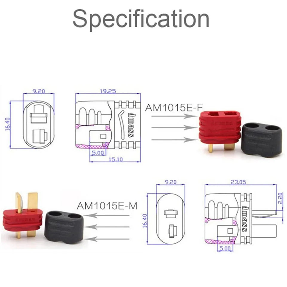 10PC 20PC Amass T Connector Deans Plug with Cover Male Female Amass Deans Connector with Sheath Housing For RC Lipo battery Toys