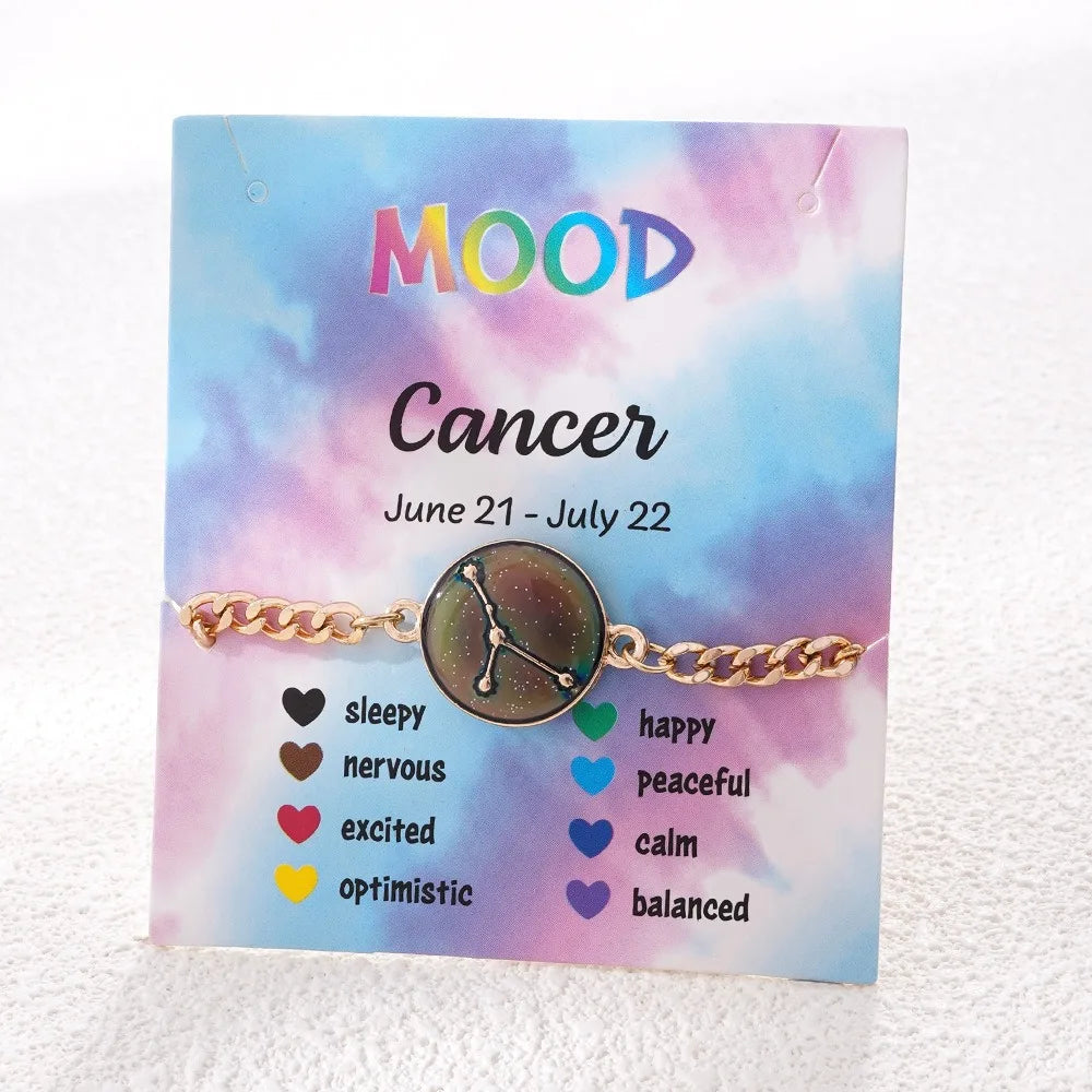 Zodiac Bracelet for Women 12 Constellation Sign Bracelet Color Changing Bracelet Temperature Sensing Mood Jewelry