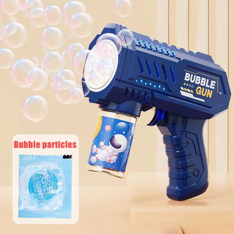 Fully Automatic Bubble Gun Rocket Bubbles Machine Automatic Blower with Bubble Liquid Toys for Kids Beach Outdoor Bubble Gifts