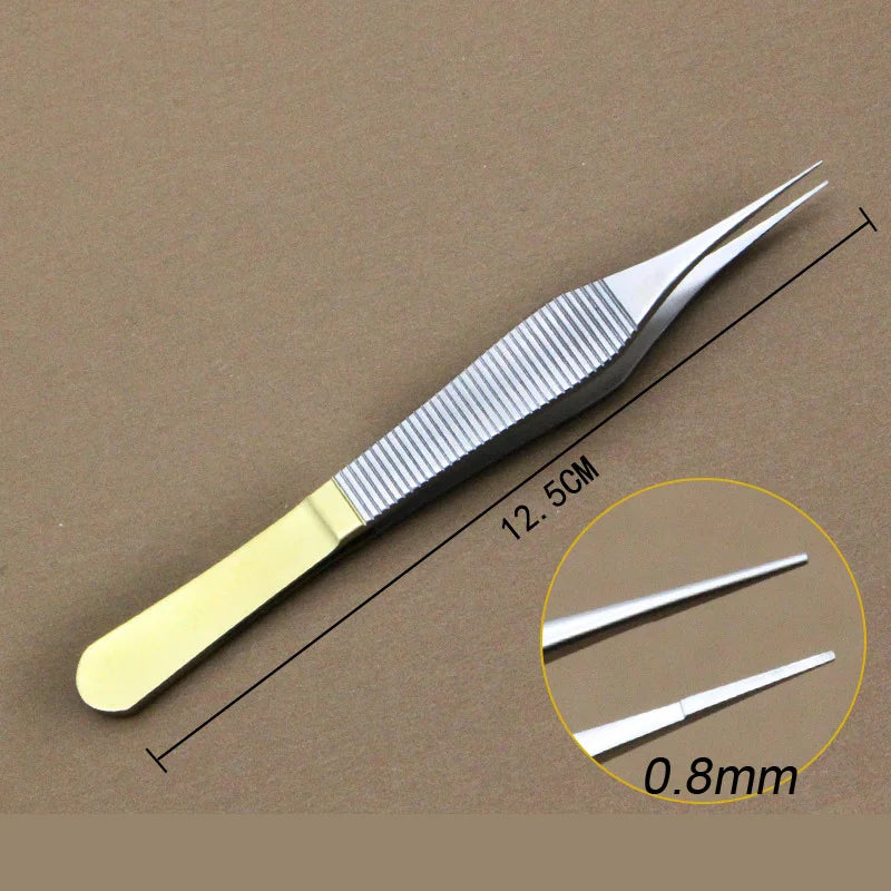 1pcs Ophthalmic Tweezers Tissue Forceps Stainless steel Teethed Platforms Forceps Surgical Instruments 120mm