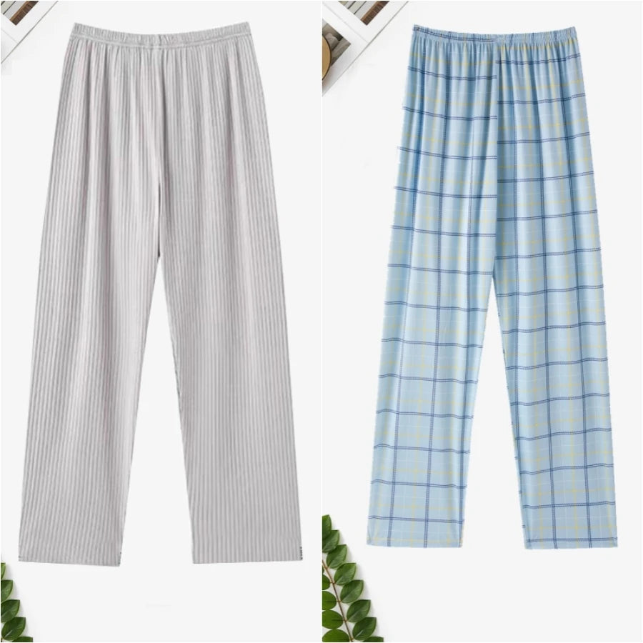 Men's Pajama Pants Thin Home Trousers Loose Large Size Spring and Autumn Summer Thin Casual Home Trousers
