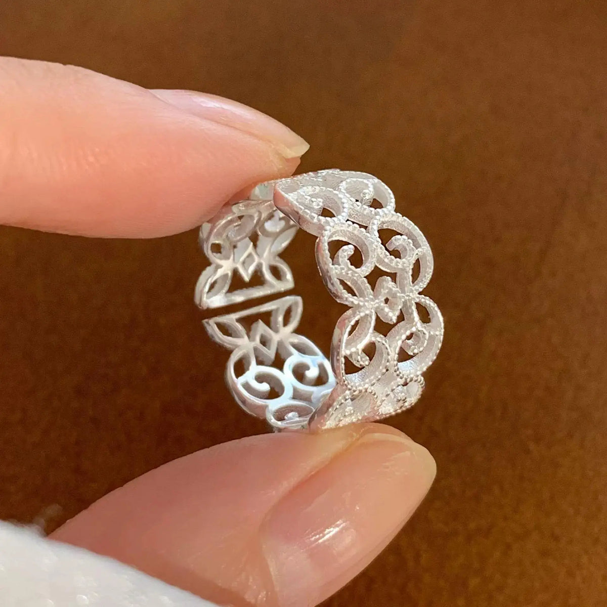 925 Sterling Silver Flower Geometry Ring For Women Girl Hollow Out Zircon Grace Wide Jewelry Gift Dropshipping