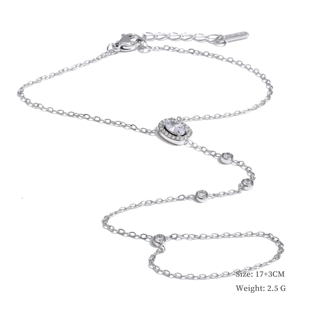 Yhpup Hot Style Zirconia Round Back of Hand Chain Finger Bracelet Bangle Stainless Steel Chic Fashion Jewelry Wholesale 2025 New