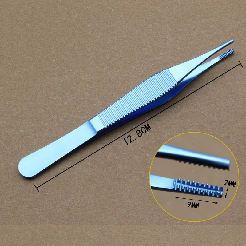 1pcs Ophthalmic Tweezers Tissue Forceps Stainless steel Teethed Platforms Forceps Surgical Instruments 120mm