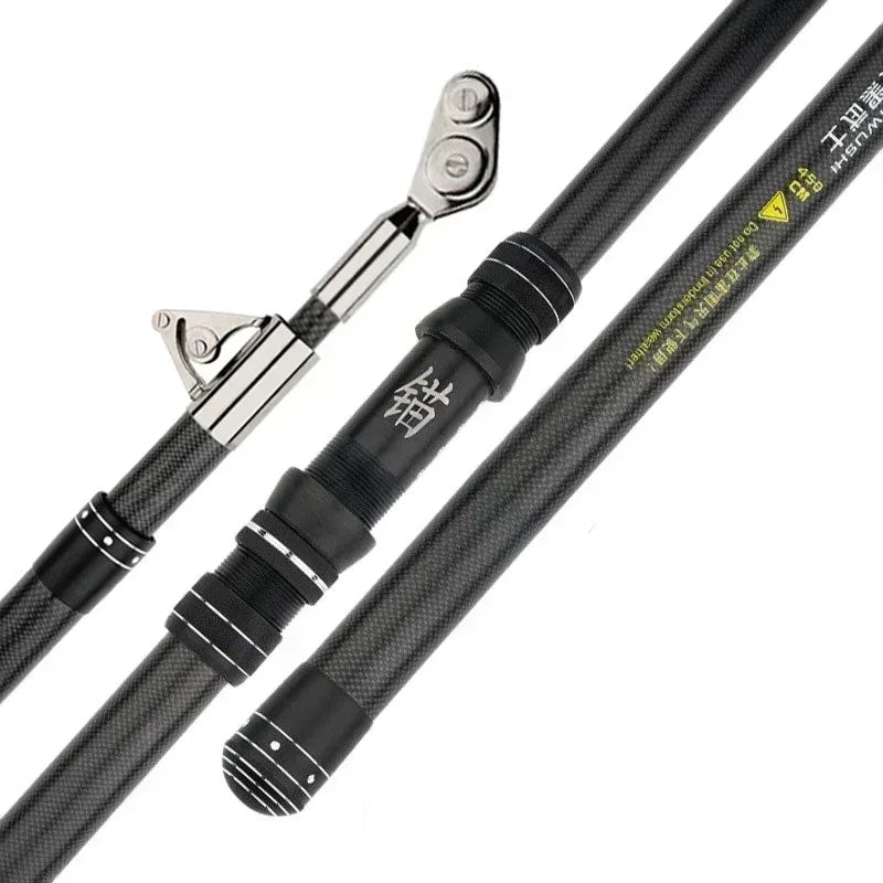 2.1M 2.4M Carbon Fishing Rod 50kg above Superhard Long Distance Throwing shot Rod Lure 50-800g Telescopic Sea Boat Fishing Rod
