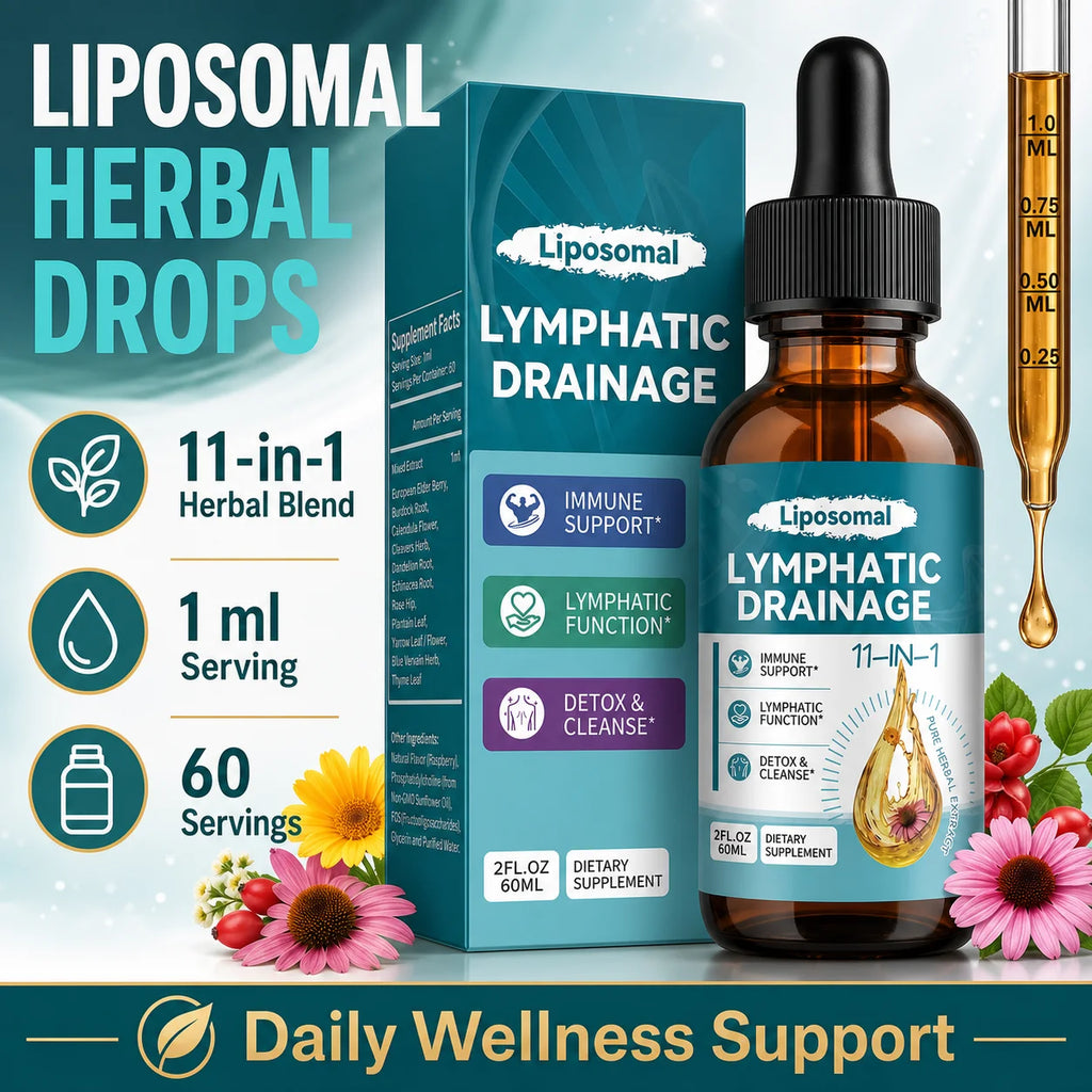 Lymphatic Drainage Support Drops with Elderberry Echinacea Burdock & Dandelion for Fluid Balance Detox & Circulation 2 Fl Oz
