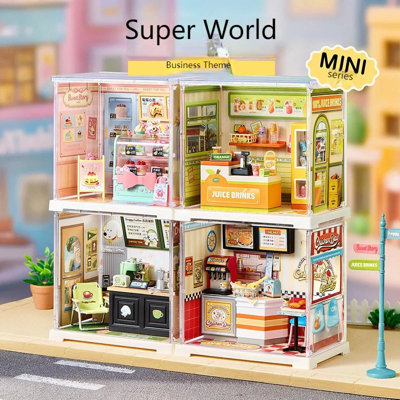 Mini Building Blocks DIY House Kit, Micro-Scale Scene Models Creative Gift for Women, Super World Tiny Craft