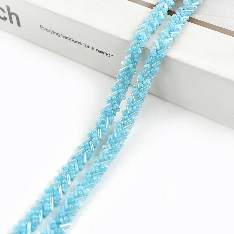2/5/10Yards 7mm Beaded Lace Ribbon Sewing Wedding Dresses Laces Trim Decorative Trimmings Stitching Fabric DIY Crafts Materials