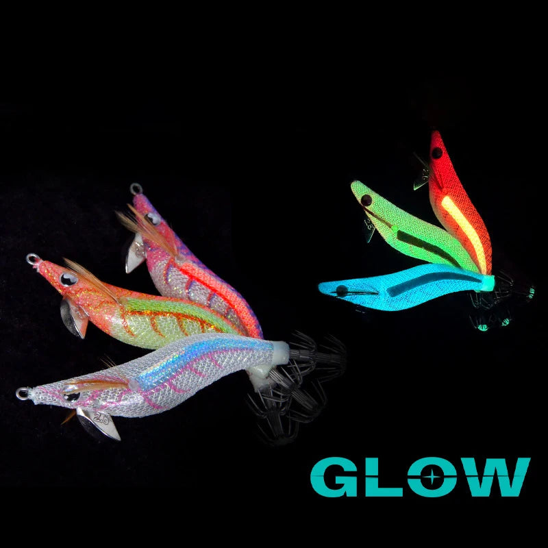 1pc 2.5#3.0#3.5# Glow Sea Fishing Lure Luminous Shrimp Squid Jigs Set Artificial Cuttlefish Octopus Winter Fishing