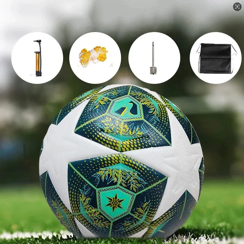 Professional Soccer Ball Size 5–Thermal Bonded Waterproof PU Match-Quality Training Ball(Full Set of Accessories)Football Match