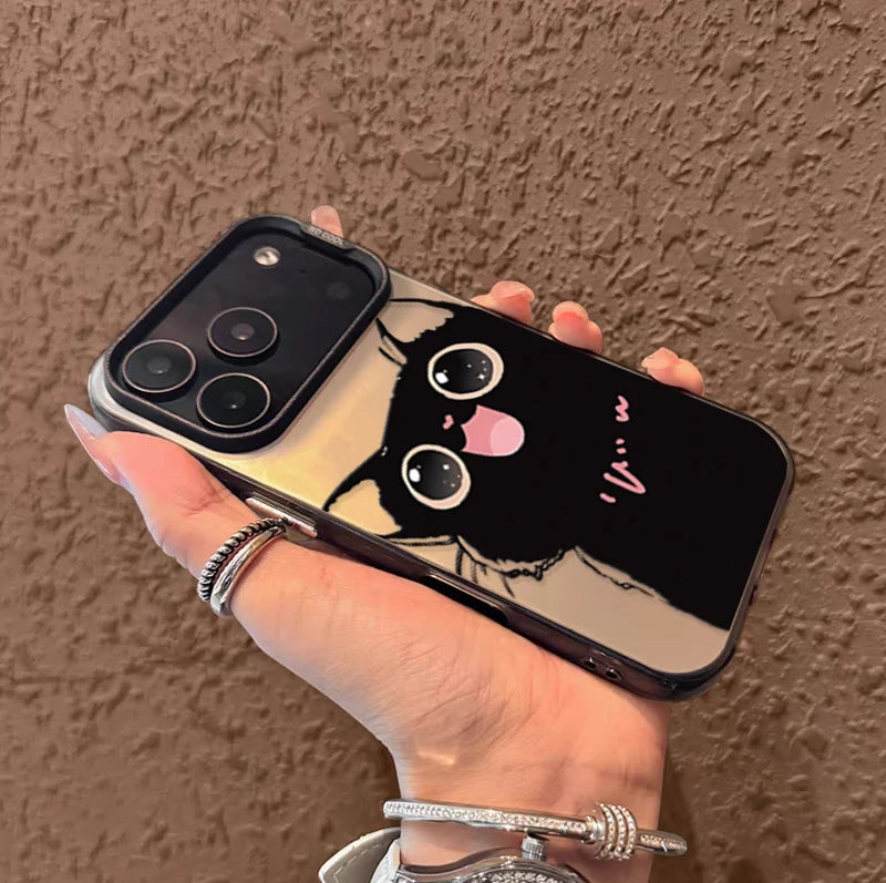 Case For Redmi Note 15 Pro 5G 14 4G 13 Pro 12 Plus 11 10 PRO 11S Black Cat Cute Laser IMD Matte Couple Hard Cover