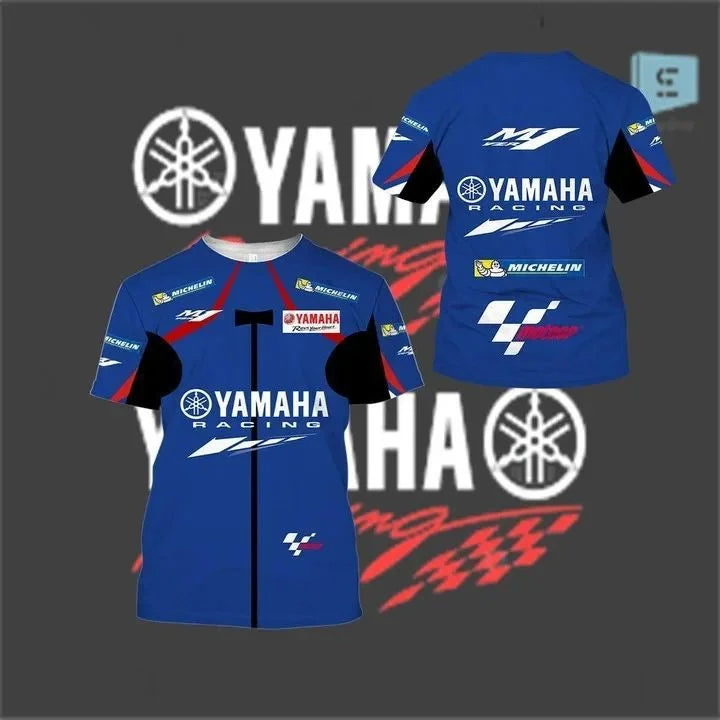New Yamaha fashion 3D printed team motorcycle cross-country racing T-shirt for men, quick-dry, breathable, round-neck sports shirt