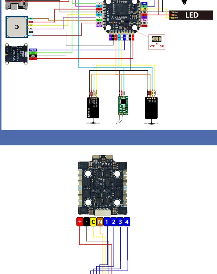 DAKEFPV F7 MINI Flight Stack F7 MINI Flight Controller 55A/60A/70A Mini ESC 20x20mm for FPV Drone