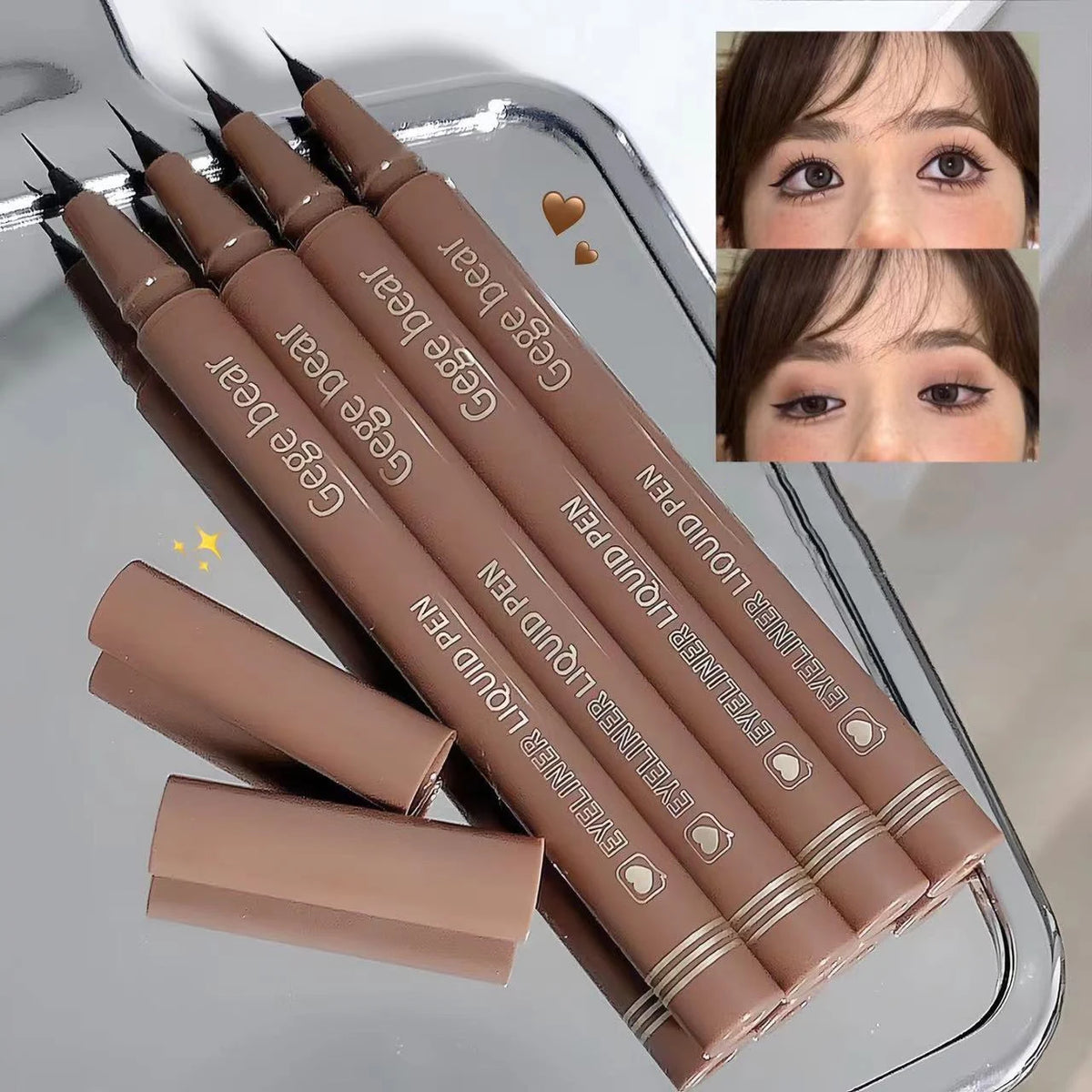 Gege Bear Liquid Eyeliner Pen Waterproof Smudge-proof Fast and Precise Makeup Quick and Smooth Drying Lower Eyelash Pen