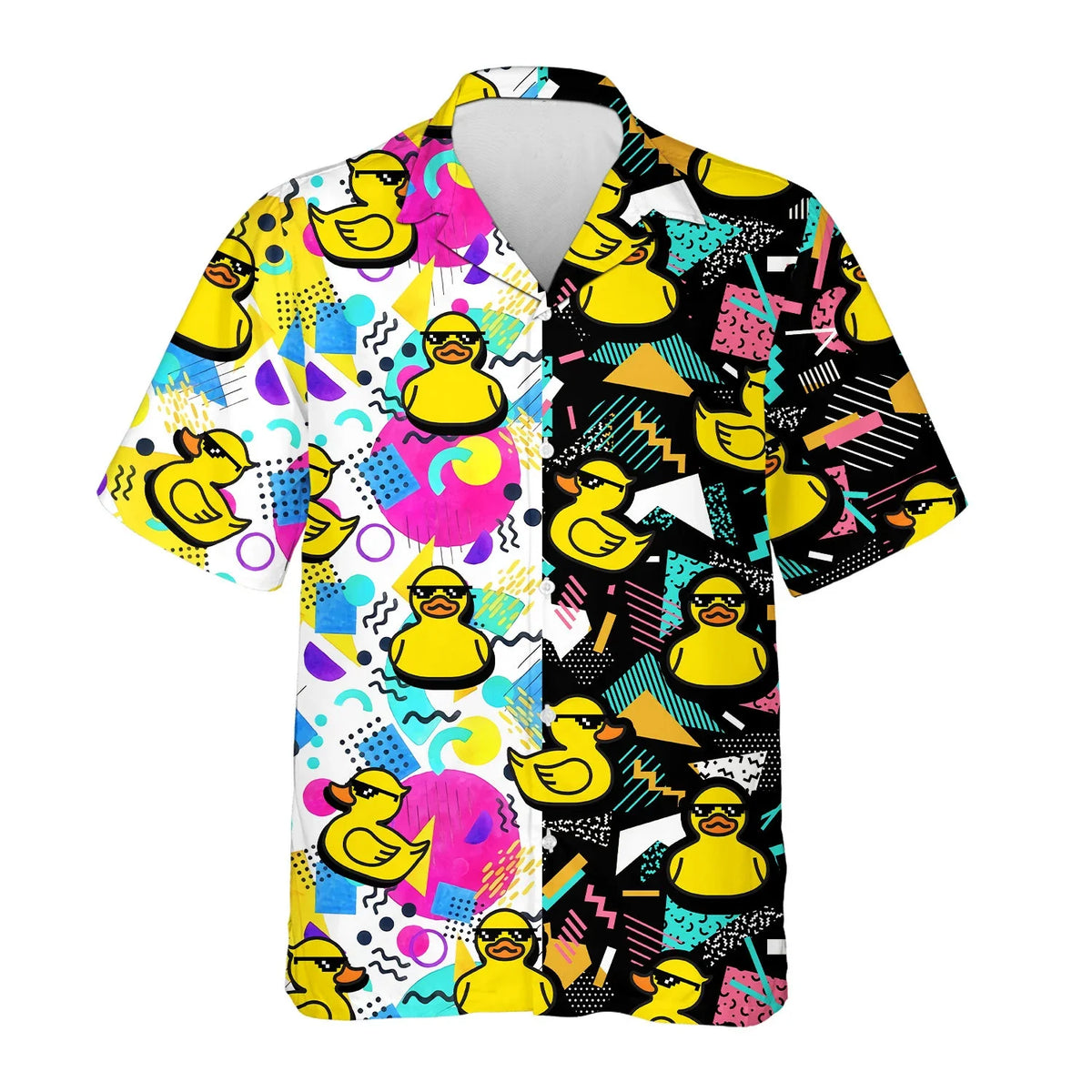 Ribbon Duck 3d Print Hawaiian Shirts Short Sleeve Vocation Beach Shirt Men Blouse Large Size Camisas Men Clothes Cartoon Animal