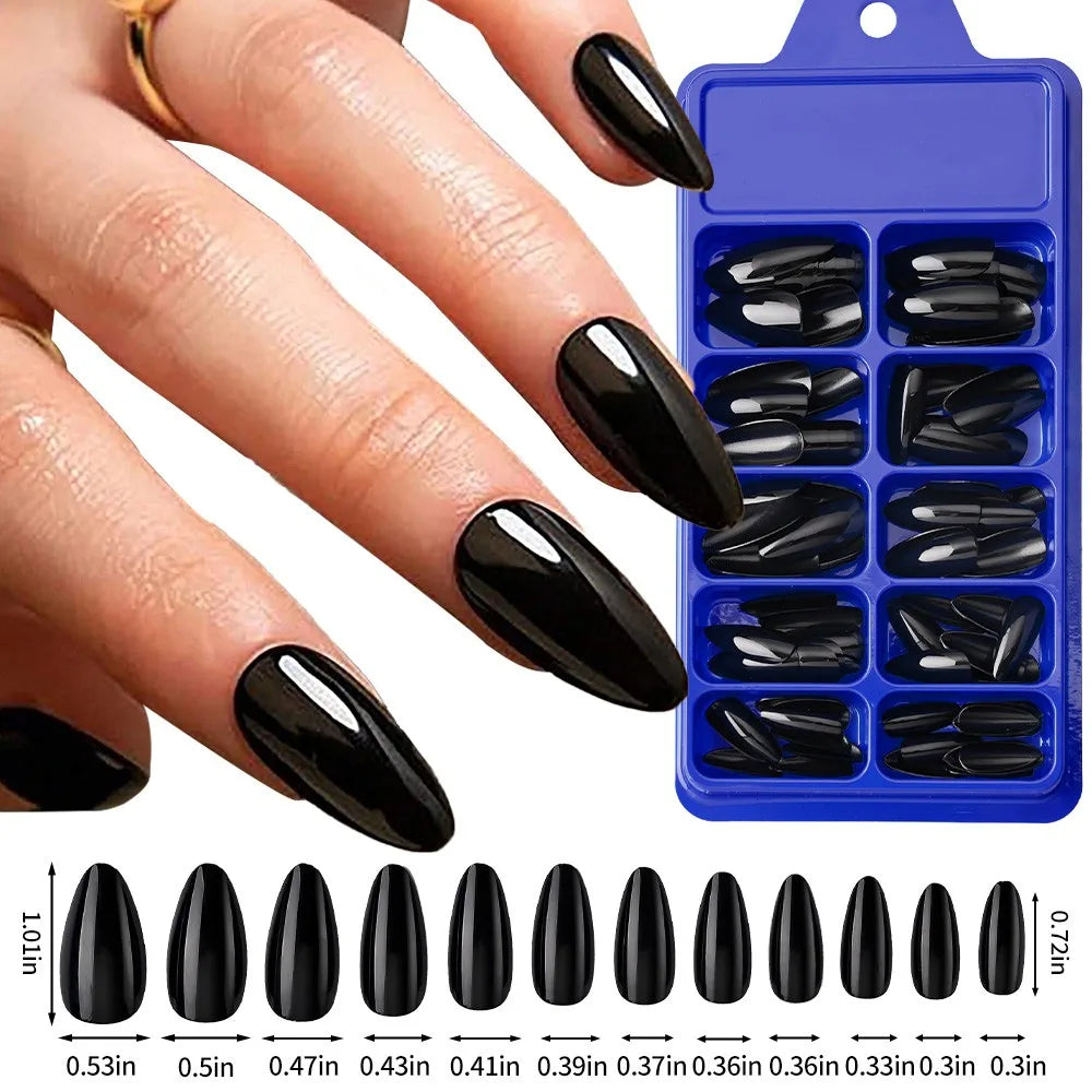 100pcs White Medium Square False Nails Full Cover Acrylic Artifical Fake Nail Tips Women Nail Decoration 10 Sizes Press On Nails