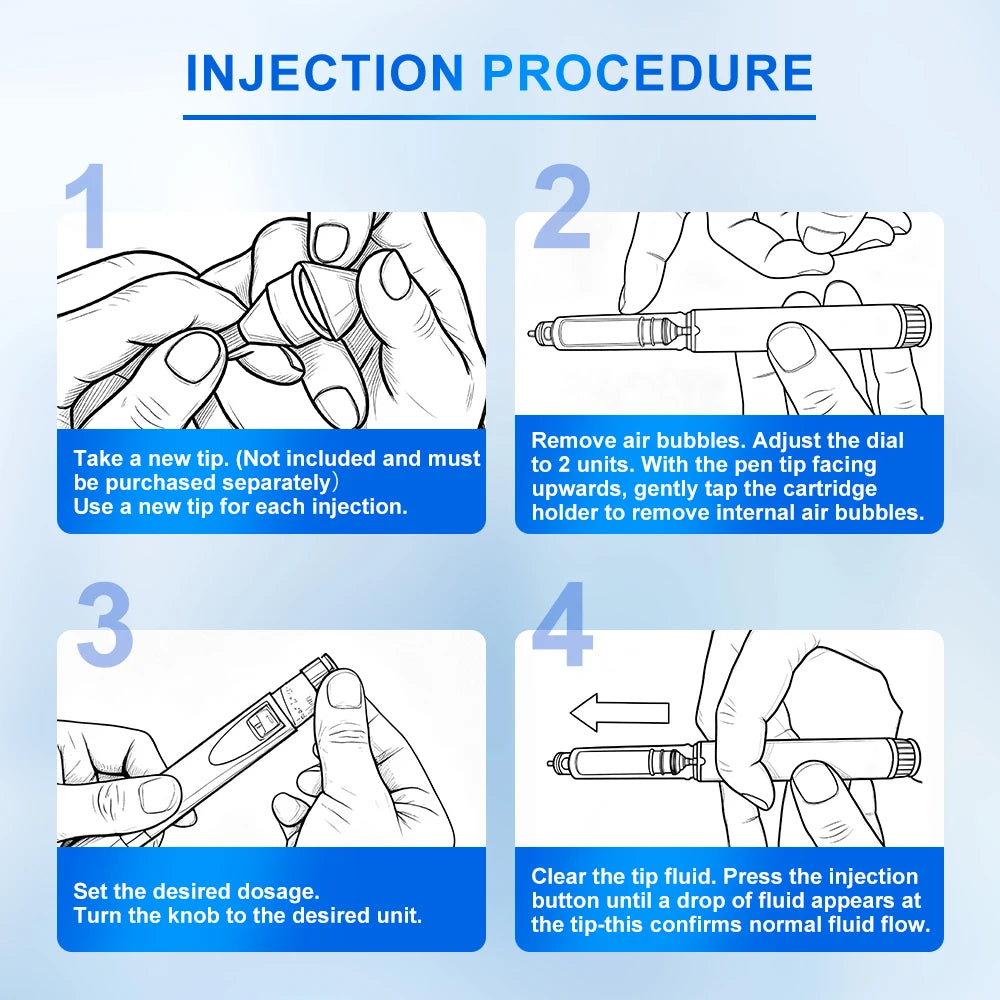 60 Unit Reusable Peptide Pen Injector with Protect Case Adjustable Injection Pen Compatible with 3ml Cartridges, Home Travel Use