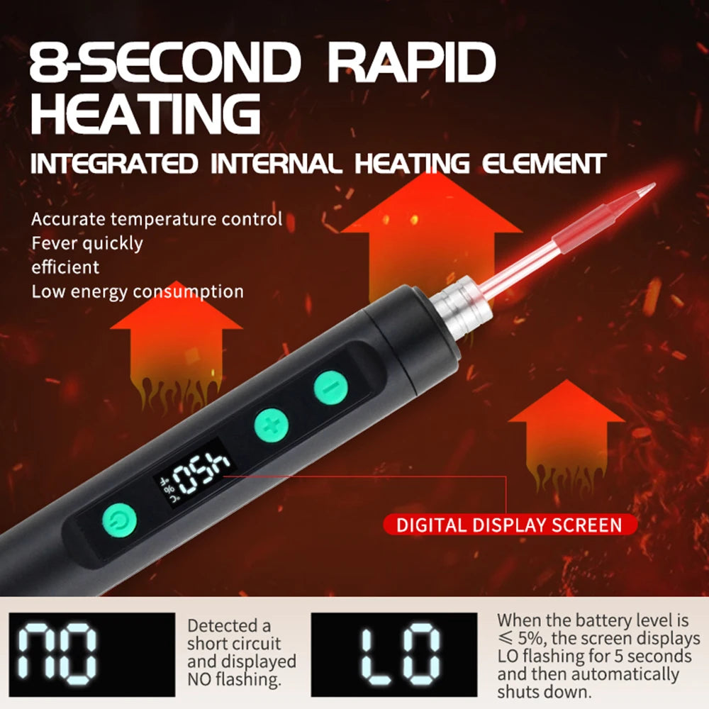 Wireless Electric Soldering Iron Kit 180-450 Temperature Adjustable Fast Charging Solder Iron Portable Soldering Repair Tool