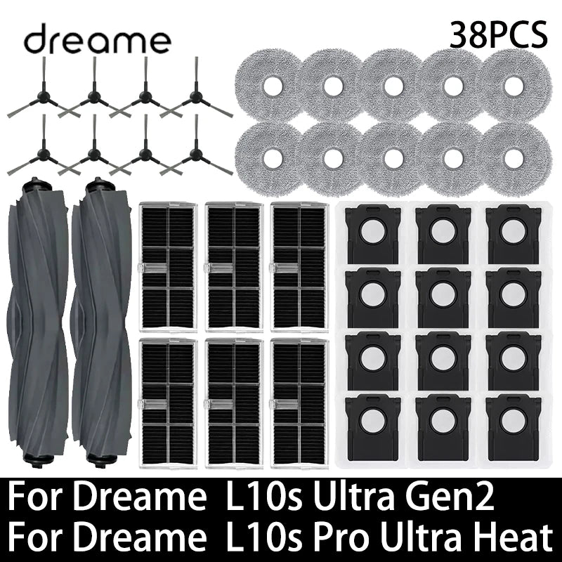 For Dreame L10s Ultra Gen2 / L10s Pro Ultra Heat Vacuum Cleaner Replacement Accessories Main Side Brush HEPA Filter Mop Dust Bag