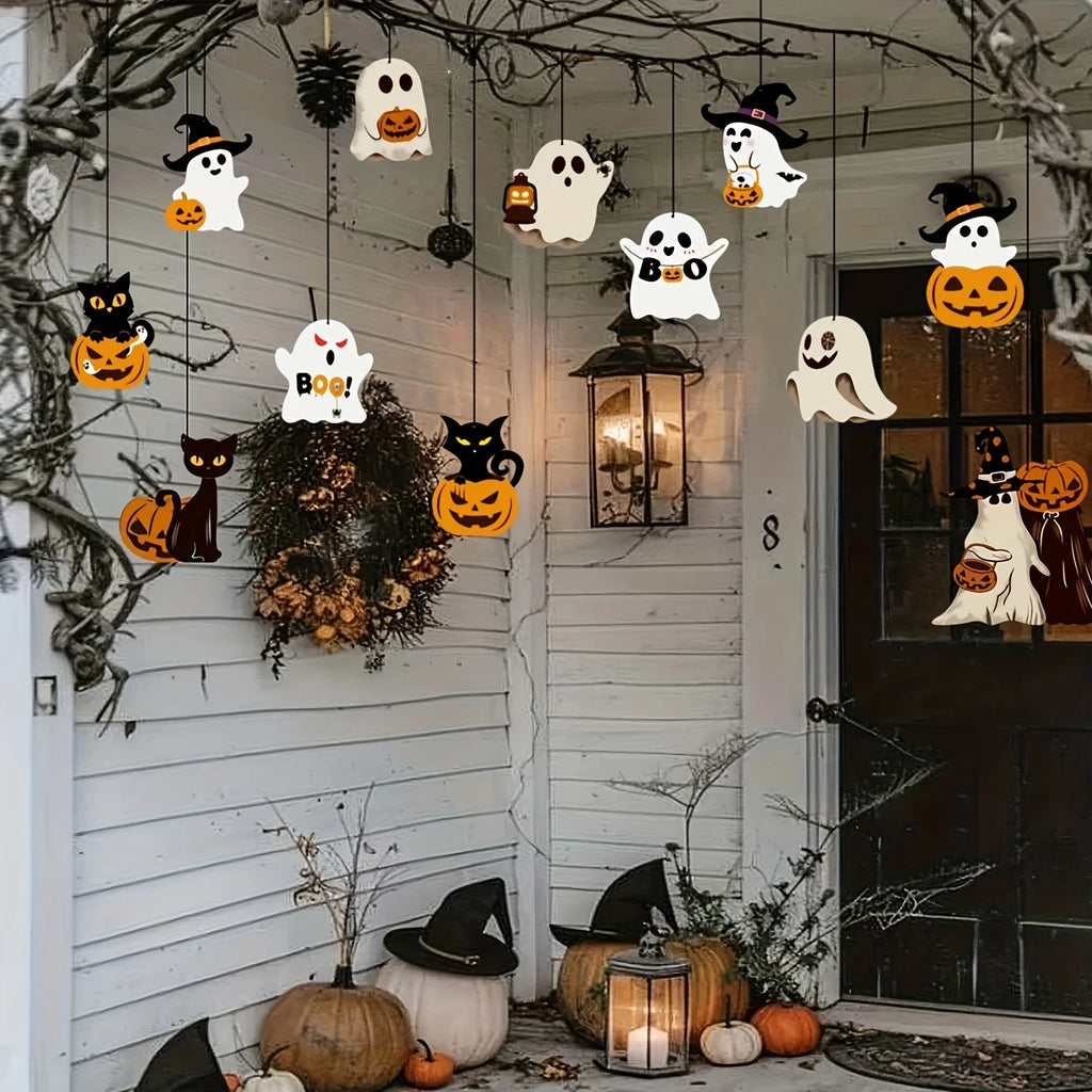 12 Cute Paper Halloween Ghost Decorations