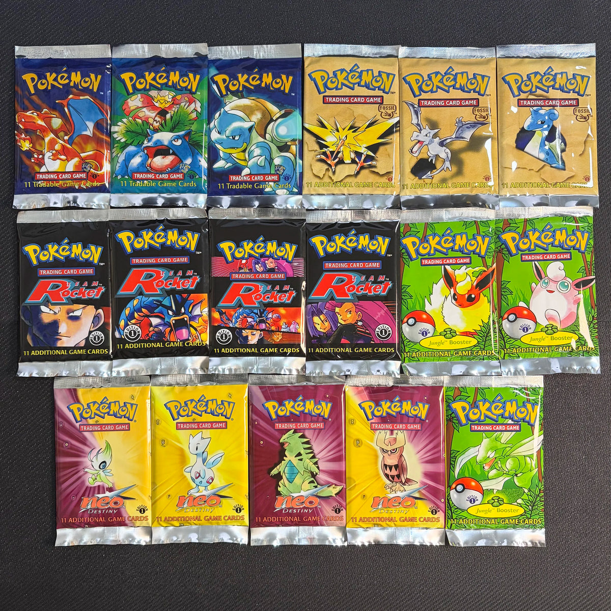 1999-2002 PTCG BOOSTER BOX Unopened Base Set(BS/Rocket(RO/Destiny(N4/Fossil(FO)/Jungle(JU Art Varia PKM Collection Proxy Card