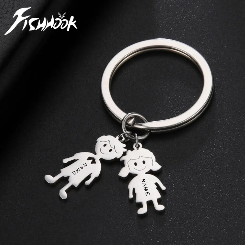 Couple Friend Custom Key Chain Personalized Keychain Family Name Gift For Women Men Father Mother Stainless Steel Charm Jewelry