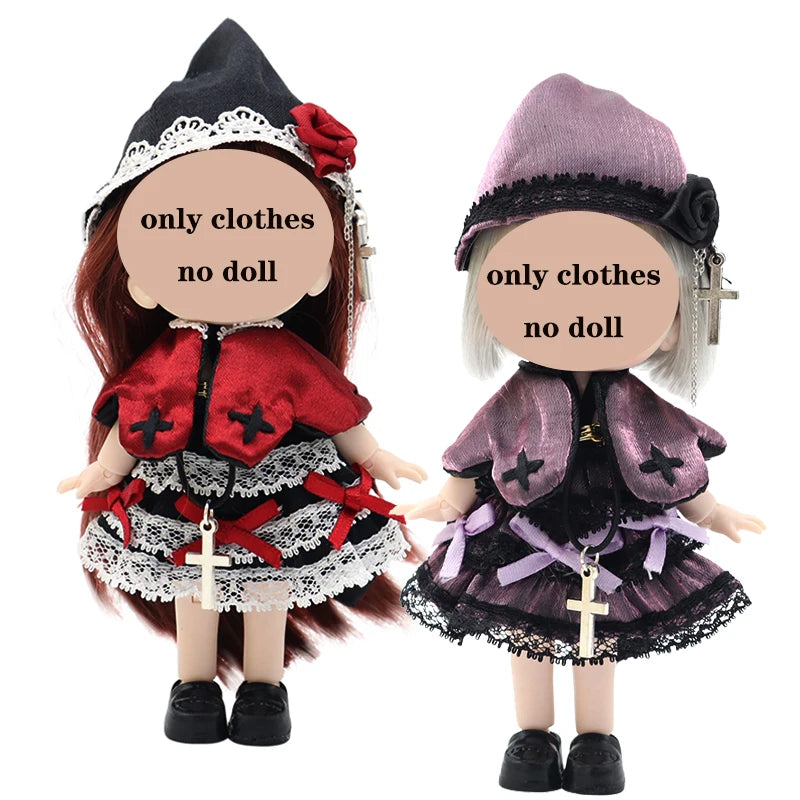 2026 Halloween Doll New OB11 BJD Witch Suit Dress bjd Doll Accessories Blood Makeup Equipment Horror Cute Girl Dress 13cm Gift