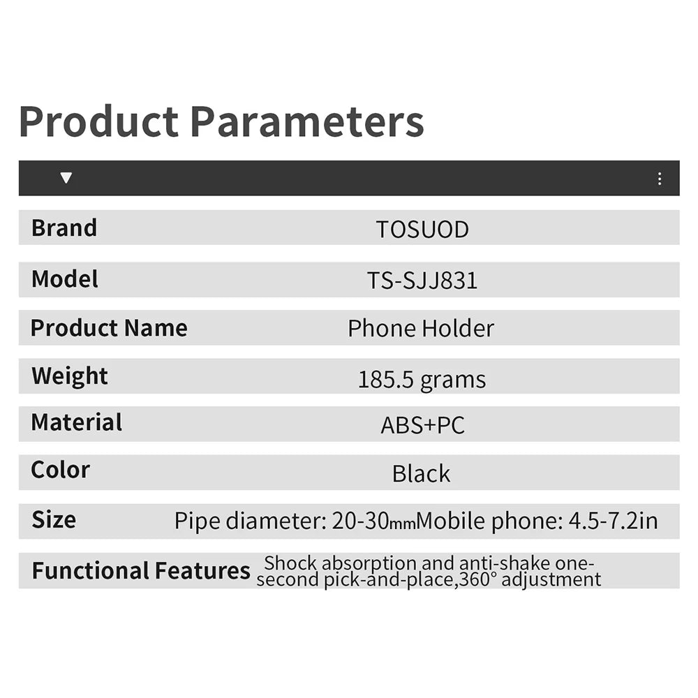 TOSUOD Bike Handlebar Phone Holder Automatic Locking One-Button Opening And Closing Bicycle Mobile Phone Stand