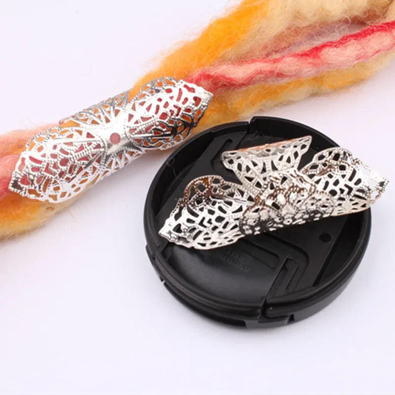 5 Pcs Round Adjustable Gold Metal Hair Tube Beads Rings Cuffs Hair Accessories Dreadlocks Cuff Clip Hair Jewelry for Braids