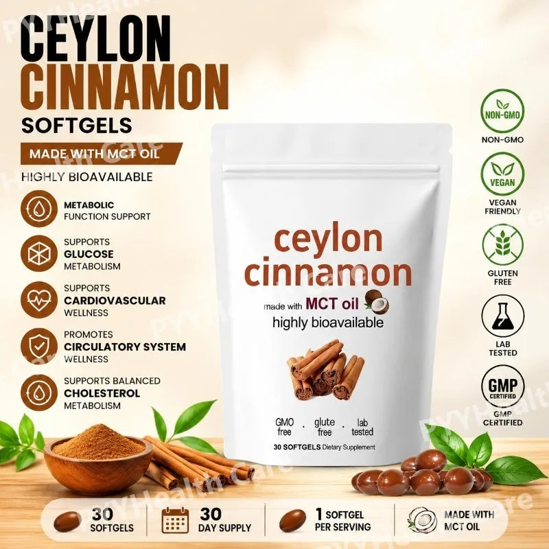 Ceylon Cinnamon Extract Softgels Supports Glucose Metabolism and Cardiovascular Wellness 30 Softgels