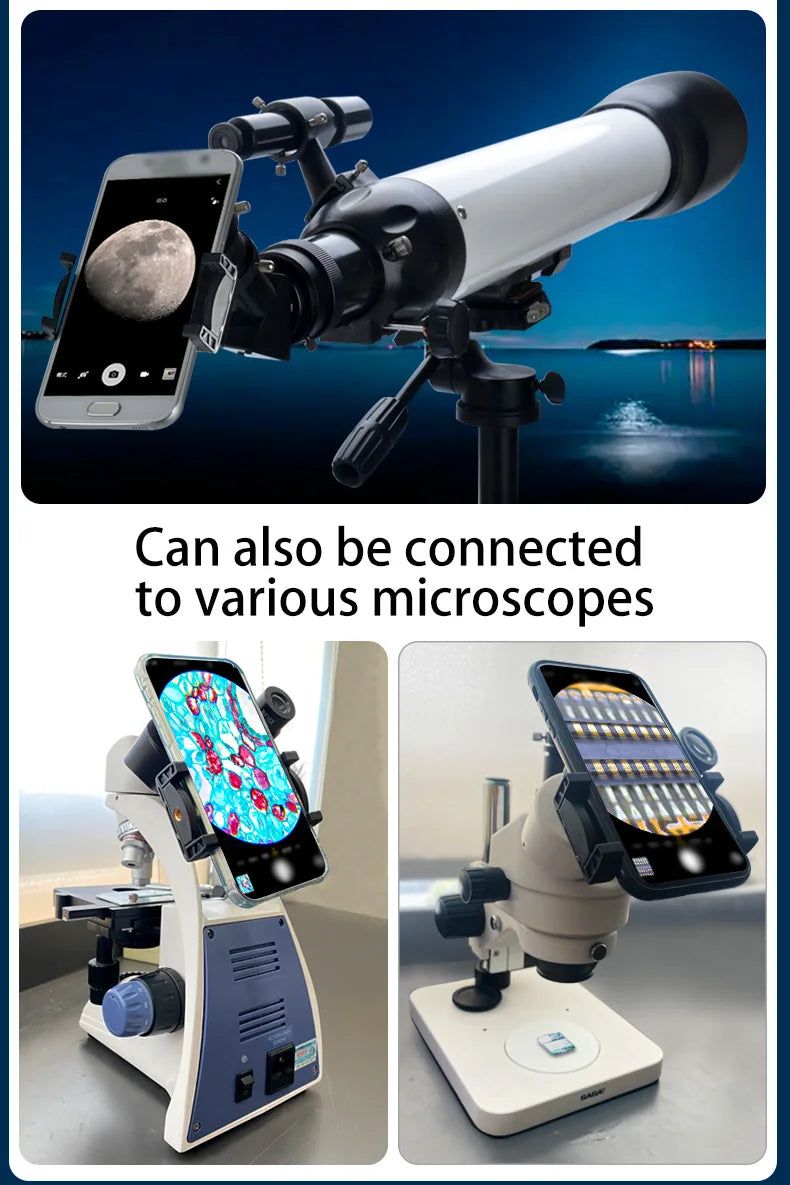 Metal mobile phone clip double monocular astronomical telescope microscope eyepiece connected to mobile phone for taking picture