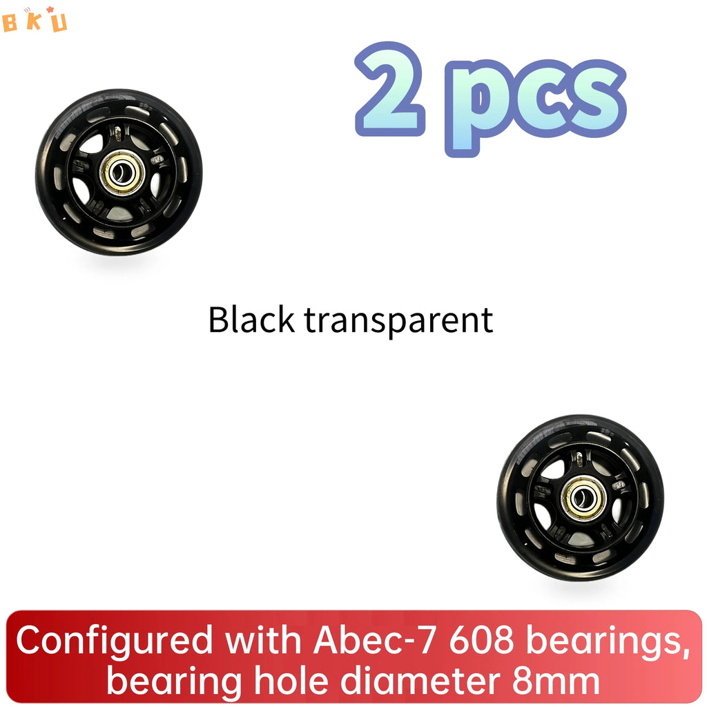 2 Pcs 80mm Inline Skate Wheels - High Elastic, Silent & Wear-Resistant for Luggage, Carts, Kids' Scooters