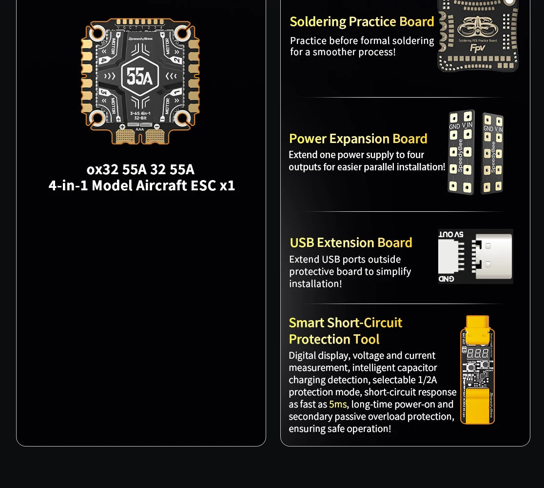 SpeedyBee F405 V5 OX32 55A 30x30 Model Aircraft FC&ESC Stack