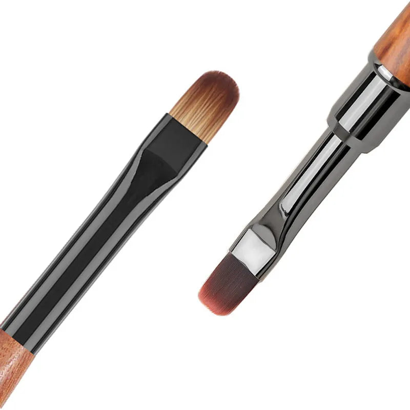 2PCS Sandalwood Handle Nail Drawing Brushes For Manicure Lines Painting Gradient UV GEL Extension Builder Drawing Pen